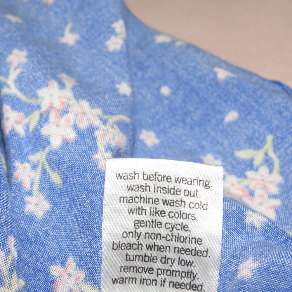 SO Blue Floral Print Smocked Bodice Sleeveless Girls Dress - Picture 7 of 7